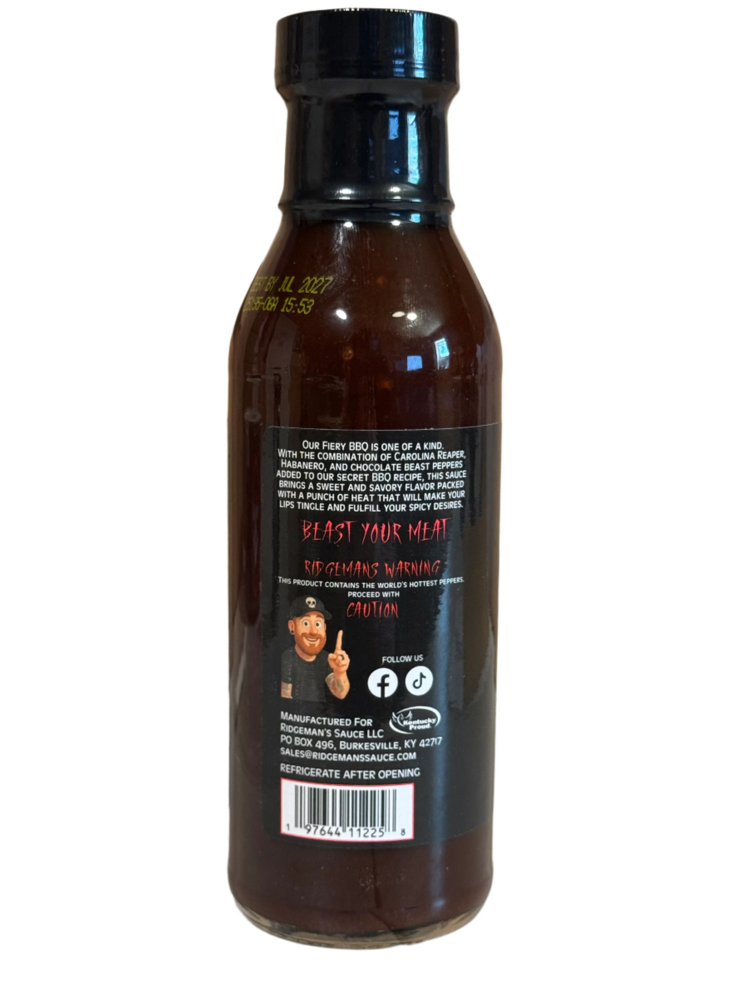 12oz Bottle Ridgeman's Fiery BBQ Sauce